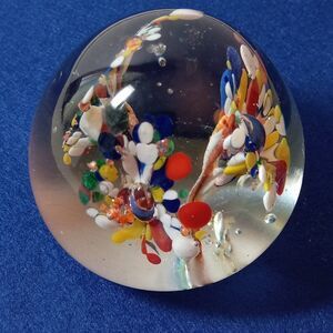 Vintage Paperweight Murano style Floral Cottagecore Kitsch Grandmacore